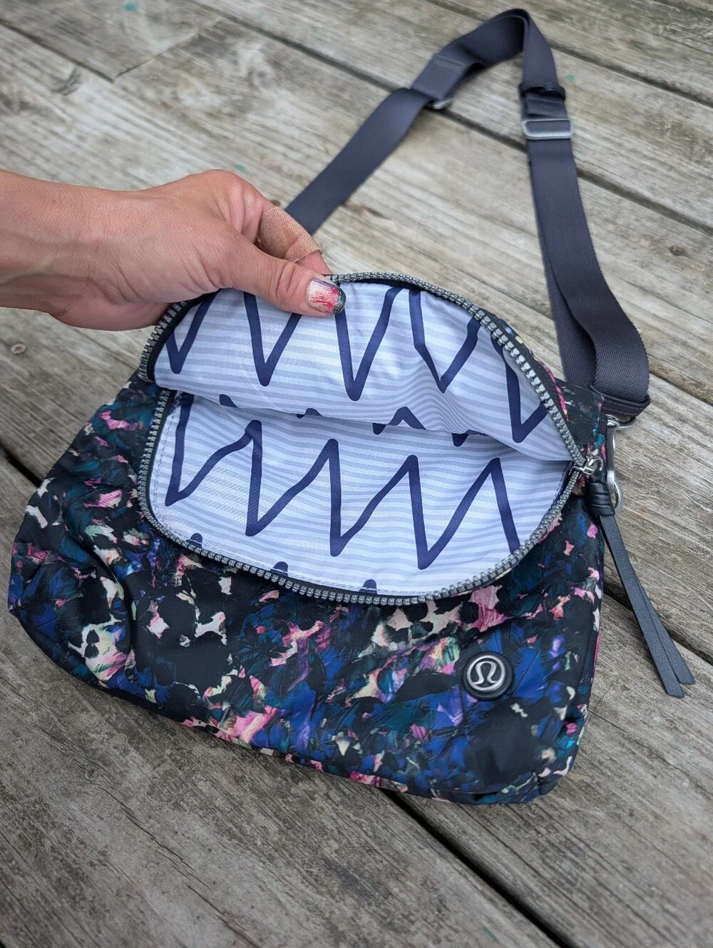 Lululemon Athletica Party Om Floral Black & MultiPrint Convertible Crossbody Bag